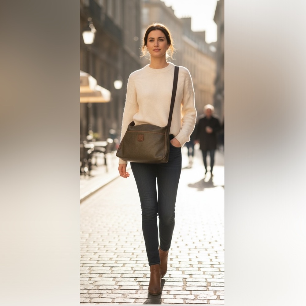 Celine Beige Coated Canvas and Leather Shoulder Bag - Picture 3 of 14